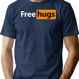 Free Hugs T-Shirt - Retro Graphic Tee for Men & Women - Navy