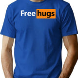 Free Hugs T-Shirt - Retro Graphic Tee for Men & Women - Blue