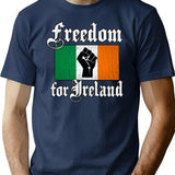 Freedom For Ireland (vintage Distressed) T-Shirt - Retro Graphic Casual Tee - Navy