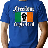 Freedom For Ireland (vintage Distressed) T-Shirt - Retro Graphic Casual Tee - Blue