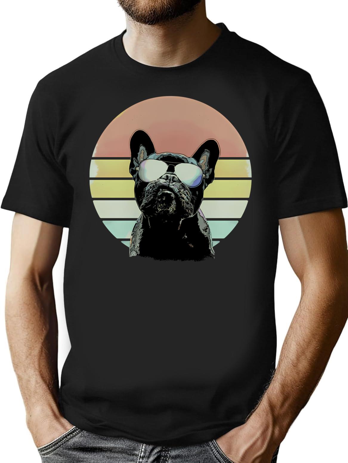 French Bulldog Lovers 80S Style Vintage T-Shirt for Men & Women, T-Shirts Graphic Tee - Black