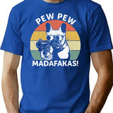French Bulldog Pew Pew Madafakas Crazy Pew Vintage (1) T-Shirt for Men & Women, T-Shirts Graphic Tee - Blue