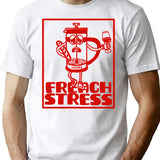 French Stress - Retro And Humorous French Press Coffee Maker T-Shirt - White