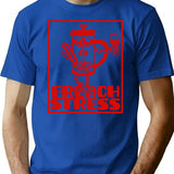 French Stress - Retro And Humorous French Press Coffee Maker T-Shirt - Blue