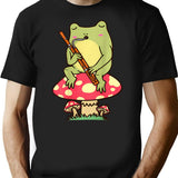 Frog On Mushroom Bassoon Player Bassoonist T-Shirt - Black