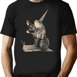 Frog Playing Violin While Riding A Snail Medieval Renaissance T-Shirt for Men & Women, T-Shirts Graphic Tee - Black
