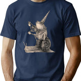 Frog Playing Violin While Riding A Snail Medieval Renaissance T-Shirt - Navy