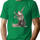 Frog Playing Violin While Riding A Snail Medieval Renaissance T-Shirt - Green