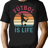 Ftbol Is Life Football And Soccer Lover Vintage Retro Sunset (1) T-Shirt - Black
