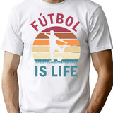 Ftbol Is Life Football And Soccer Lover Vintage Retro Sunset (1) T-Shirt - White
