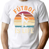 Ftbol Is Life Football And Soccer Lover Vintage Retro Sunset T-Shirt - White
