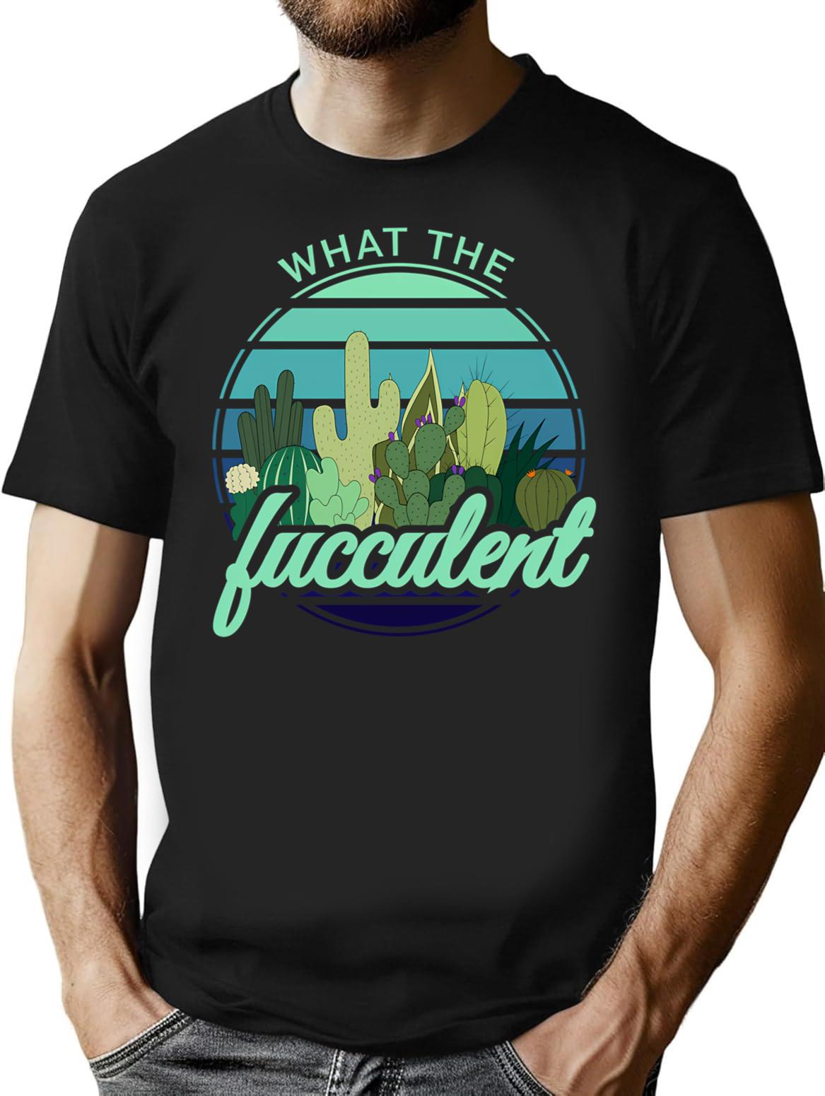 Fucculent Cactus - Cool And Cute Design T-Shirt - Black