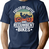 Fueled By Coffee And Recumbents Bikes Funny Recumbent Bike T-Shirt - Navy
