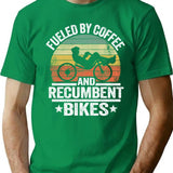 Fueled By Coffee And Recumbents Bikes Funny Recumbent Bike T-Shirt - Green