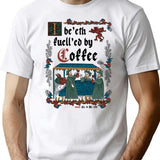Fuelled By Coffee Medieval Style - Funny Retro Vintage English History T-Shirt - White