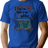 Fuelled By Coffee Medieval Style - Funny Retro Vintage English History T-Shirt - Blue