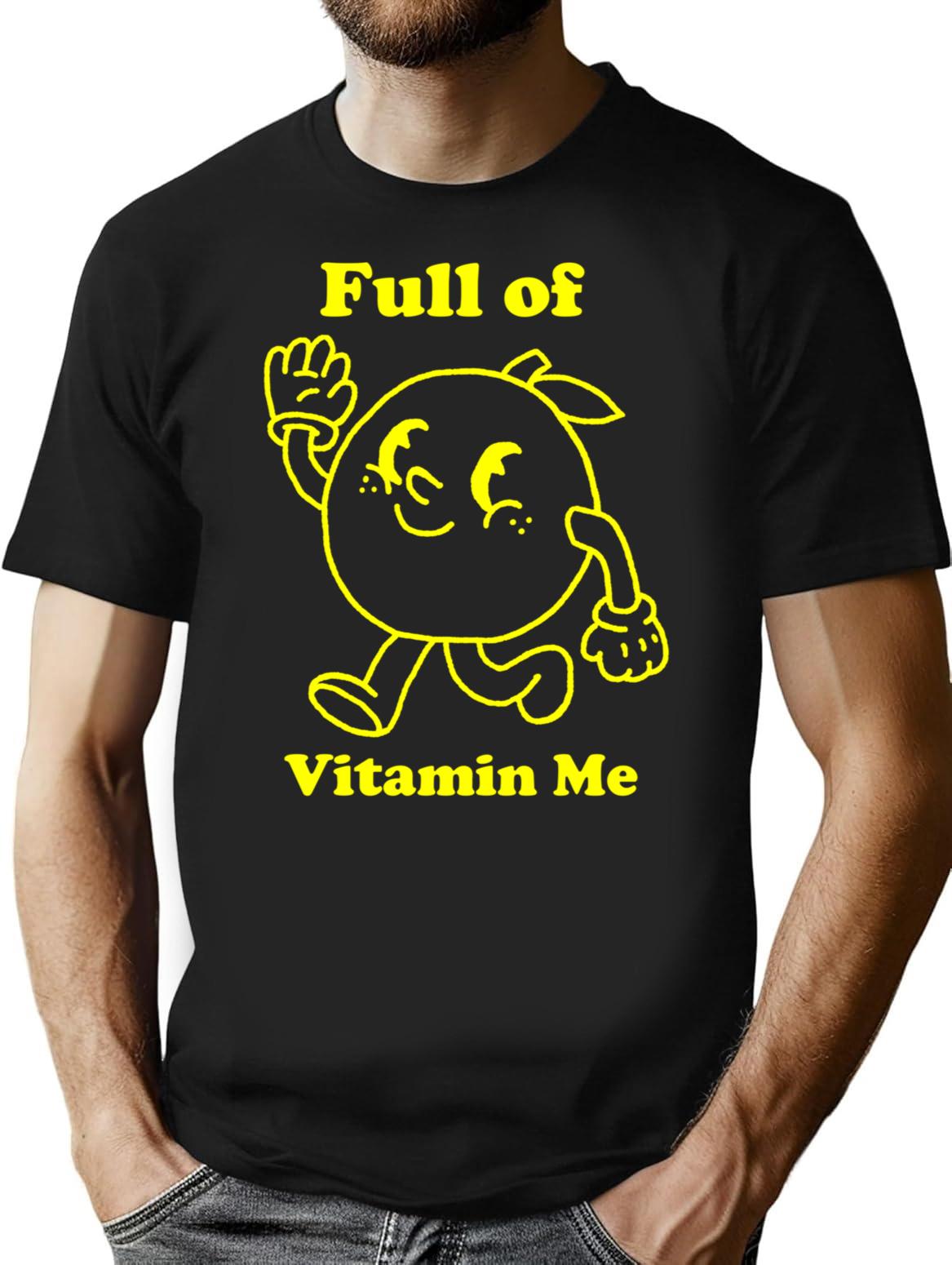 Full Of Vitamin Me Lemon Vintage Design T-Shirt - Black