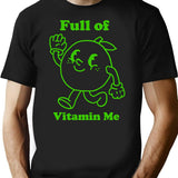 Full Of Vitamin Me Lime Vintage Design T-Shirt - Black