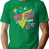 Fun Fact I Dont Care Washed Out Retro 80s Style T-Shirt - Green