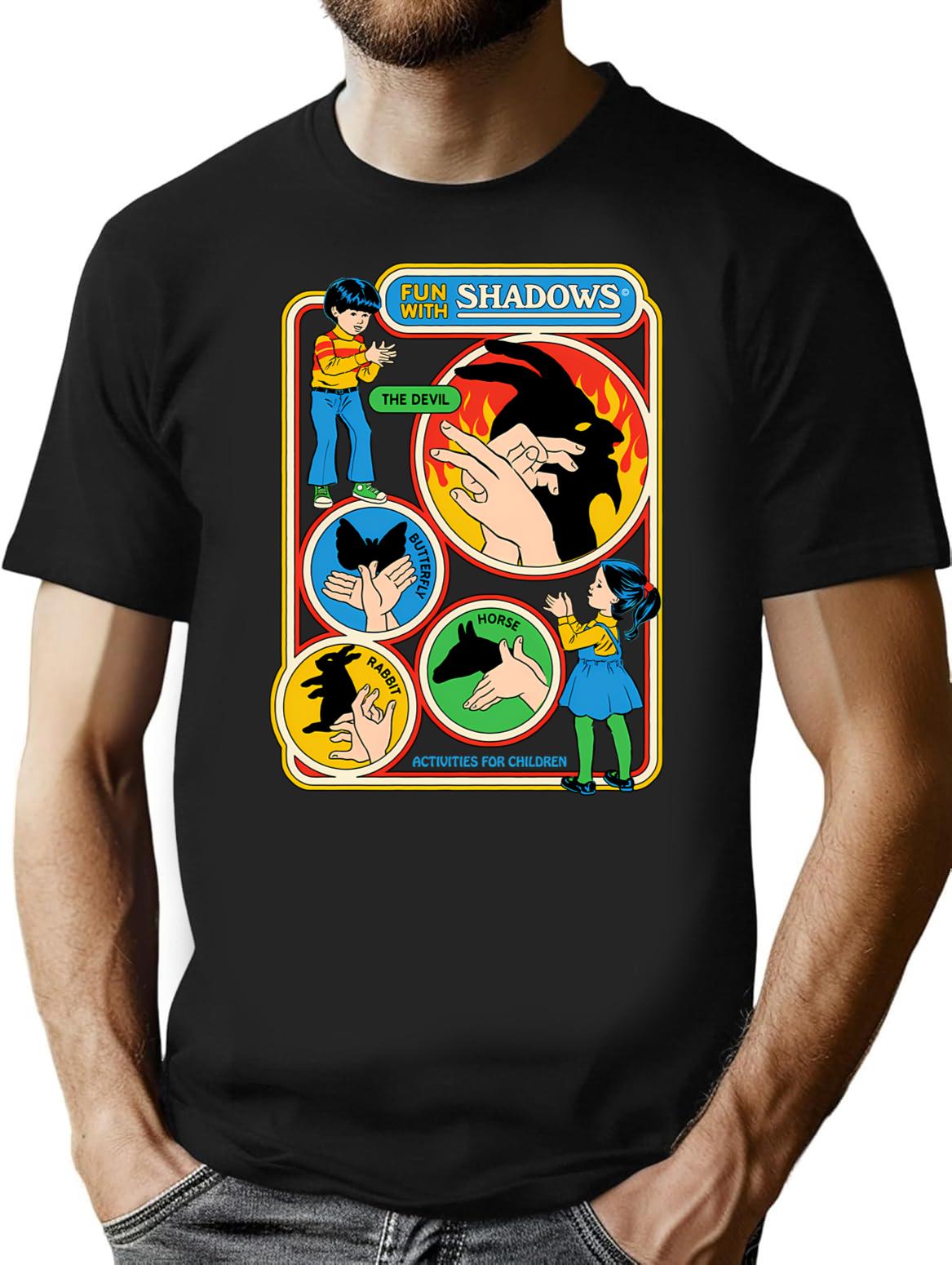 Fun With Shadows T-Shirt - Retro Graphic Tee for Men & Women - Black
