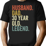 Funny 30th Birthday For Men Vintage Dad Born In 1994 Husband T-Shirt - Black