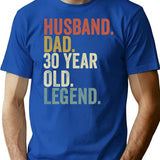 Funny 30th Birthday For Men Vintage Dad Born In 1994 Husband T-Shirt - Blue