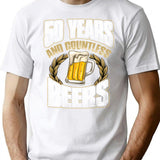 Funny 50th Birthday T-shirt Fifty Years And Countless Beers - White