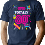 Funny 80s Retro Tee 1980s Party Shirt Turntable Cassette I Love The 80s Retro Style - Navy