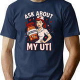 Funny Ask About My Uti Retro Nurse T-Shirt for Men & Women, T-Shirts Graphic Tee - Navy