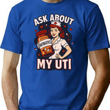 Funny Ask About My Uti Retro Nurse T-Shirt - Blue