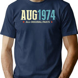 Funny August 1974 Original Parts Vintage 46th Birthday T-Shirt - Navy