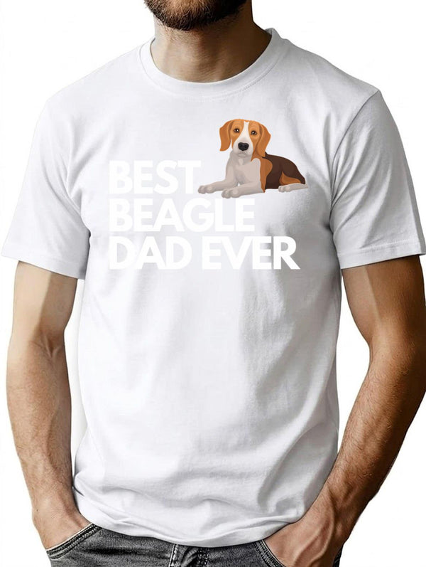Funny Beagle Dad Saying Best Beagle Dad Ever T-Shirt for Men & Women, T-Shirts Graphic Tee - White
