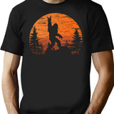 Funny Bigfoot Rock Roll Retro Moon Forest Sasquatch Believers T-Shirt - Black