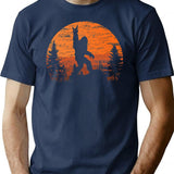 Funny Bigfoot Rock Roll Retro Moon Forest Sasquatch Believers T-Shirt - Navy