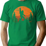 Funny Bigfoot Rock Roll Retro Moon Forest Sasquatch Believers T-Shirt - Green