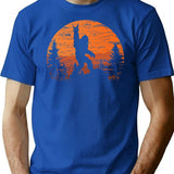 Funny Bigfoot Rock Roll Retro Moon Forest Sasquatch Believers T-Shirt - Blue