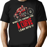 Funny Biker Motorcycle Motorbike Rider When Life Throws You A Curve T-Shirt - Black