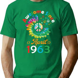 Funny Birthday Quote Awesome Since April 1963 Retro Birthday T-Shirt - Green