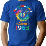Funny Birthday Quote Awesome Since April 1963 Retro Birthday T-Shirt - Blue
