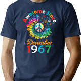 Funny Birthday Quote Awesome Since December 1967 Retro Birthday T-Shirt - Navy