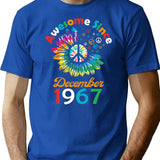 Funny Birthday Quote Awesome Since December 1967 Retro Birthday T-Shirt - Blue