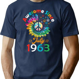 Funny Birthday Quote Awesome Since July 1963 Retro Birthday T-Shirt - Navy