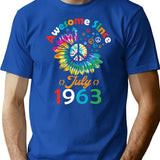 Funny Birthday Quote Awesome Since July 1963 Retro Birthday T-Shirt - Blue