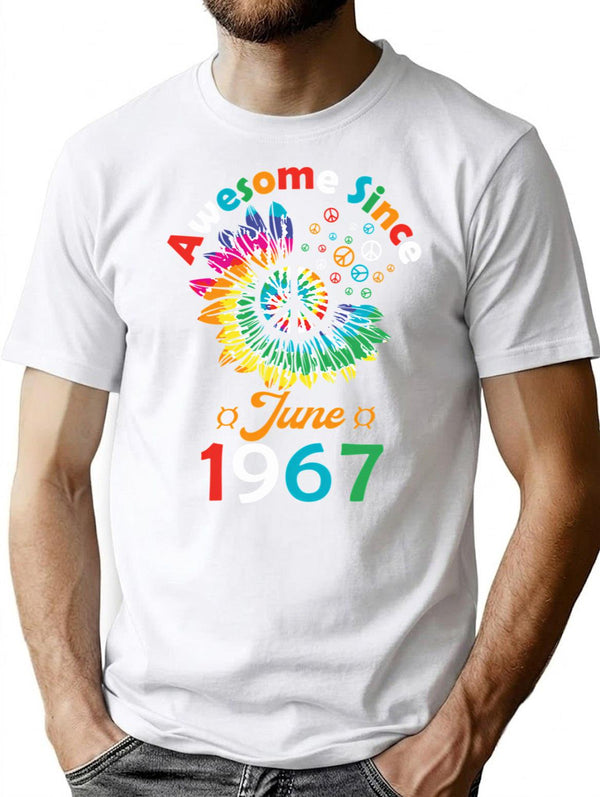 Funny Birthday Quote Awesome Since June 1967 Retro Birthday T-Shirt for Men & Women, T-Shirts Graphic Tee - White