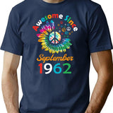 Funny Birthday Quote Awesome Since September 1962 Retro Birthday T-Shirt - Navy