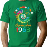 Funny Birthday Quote Awesome Since September 1963 Retro Birthday T-Shirt - Green
