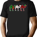 Funny Camel Xmas Tree Lights Red Plaid Christmas T-shirt - Black