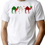 Funny Camel Xmas Tree Lights Red Plaid Christmas T-shirt - White