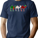 Funny Camel Xmas Tree Lights Red Plaid Christmas T-shirt - Navy