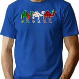 Funny Camel Xmas Tree Lights Red Plaid Christmas T-shirt - Blue